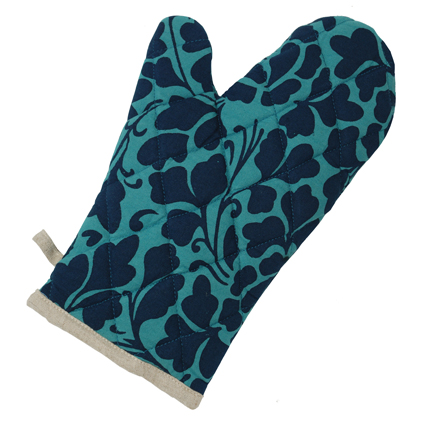 BALINESE OVEN MITT IN TEAL AND BLACK PRINT BALINESE OVEN MITT IN TEAL AND BLACK PRINT
